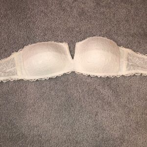 Hardly worn white laced bandeau bra